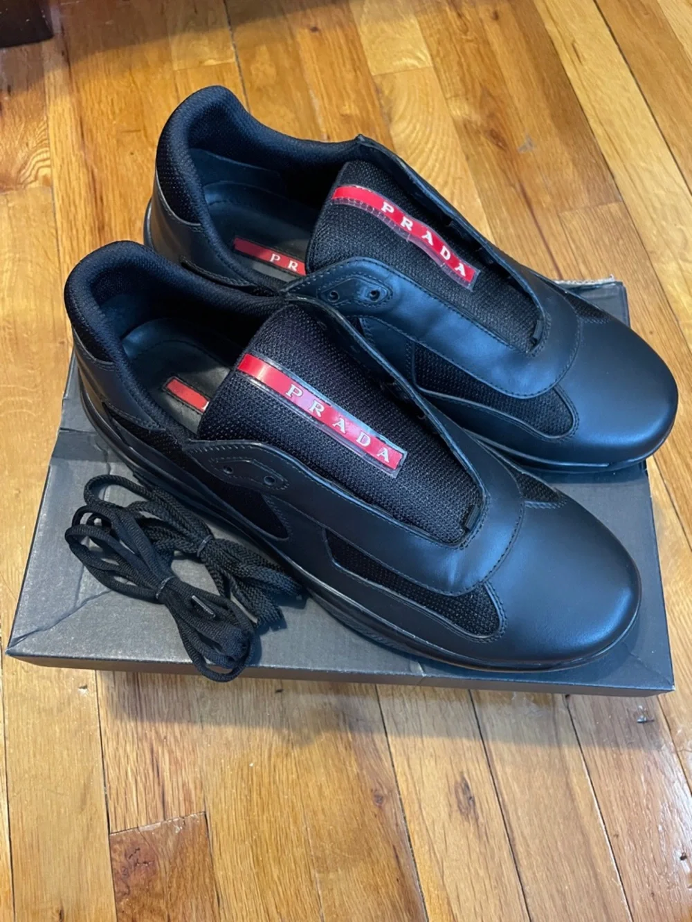 Prada America Cup Black Men's Sneakers - Picture 1 of 8